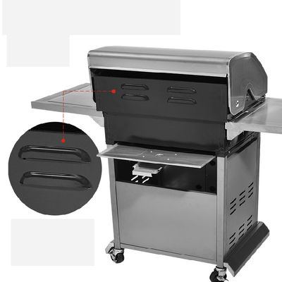 4 Brûleurs Verticaux à gaz ou à charbon de bois Grill à barbecue à l'extérieur Utilisation dans le jardin à domicile